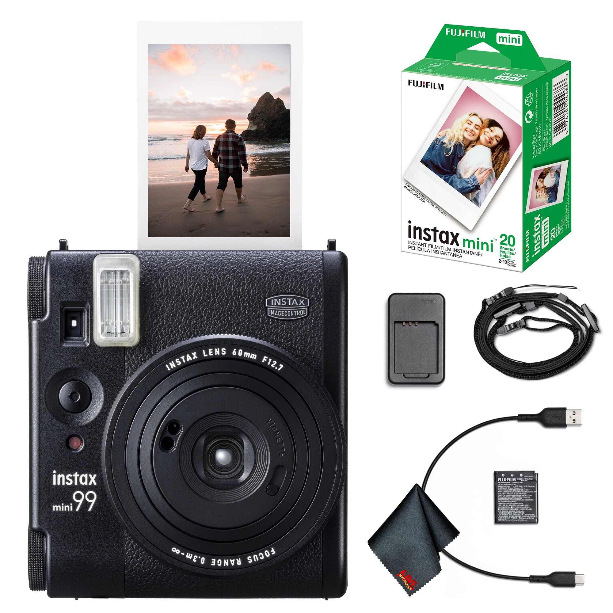 Fujifilm Instax Mini 99 Instant Camera Bundle with 20 Sheets Film + Cleaning Cloth – Best Instant Film Camera for Beginners, Professionals, Kids & Adults – Perfect for Parties, Travel, Weddings & Everyday Memories