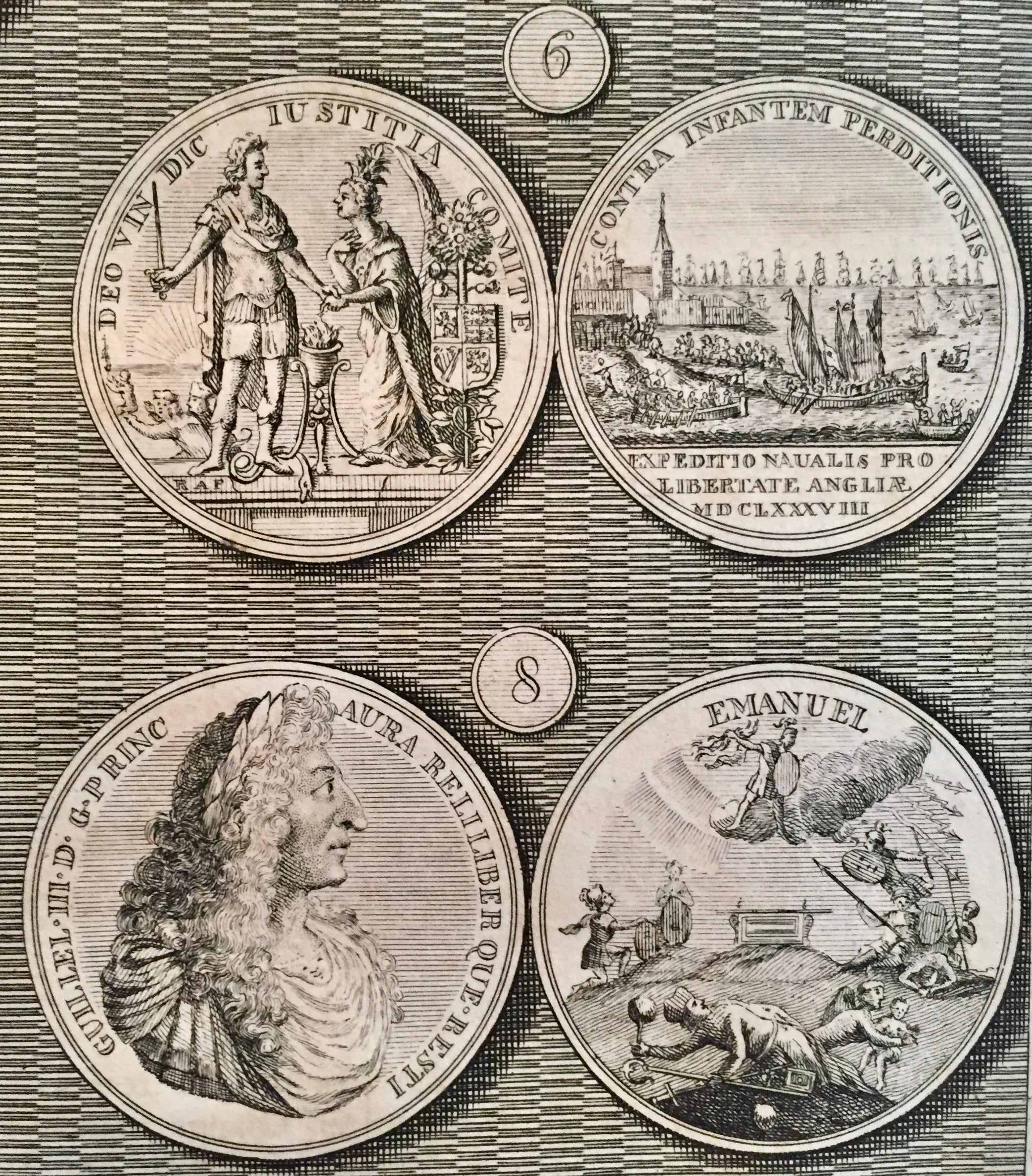1745 Sheet of British Regal Medals - King William III & Queen Mary Collectible Set of 2 | Historical Coin Collection, Royal Memorabilia for Display & Gift Giving