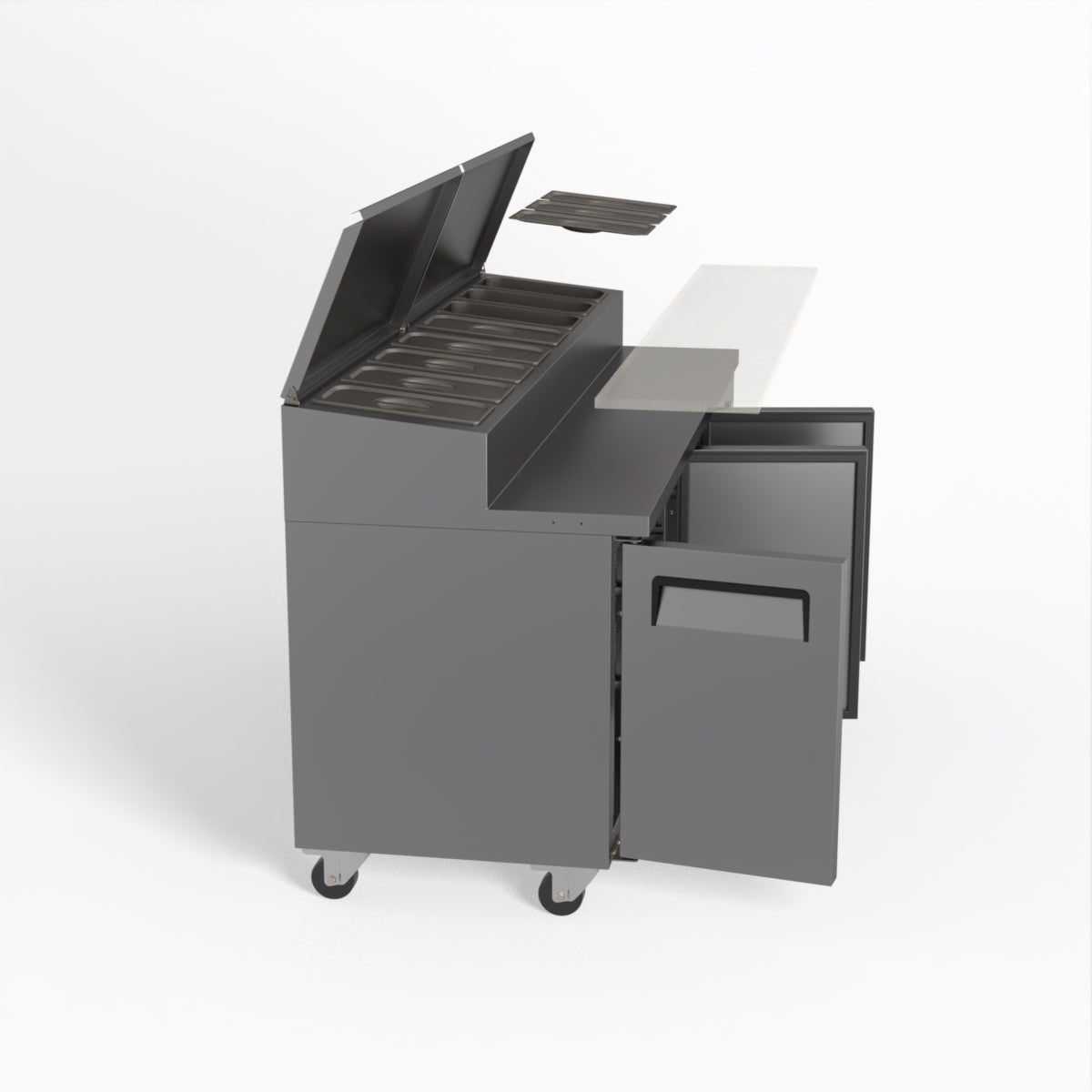 AG 3 Door Commercial Saladette Refrigerator - Holds 8 x 1/3 GN Food Storage Trays - Perfect for Restaurants, Delis & Catering Businesses