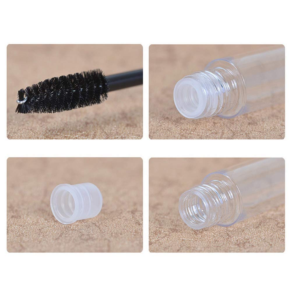 RAJry 2 Pack 10ml Empty Mascara Tubes with Wands - Refillable Eyelash Cream Containers with 2 Rubber Inserts (Gold) - Perfect for DIY Makeup, Travel & Salon Use
