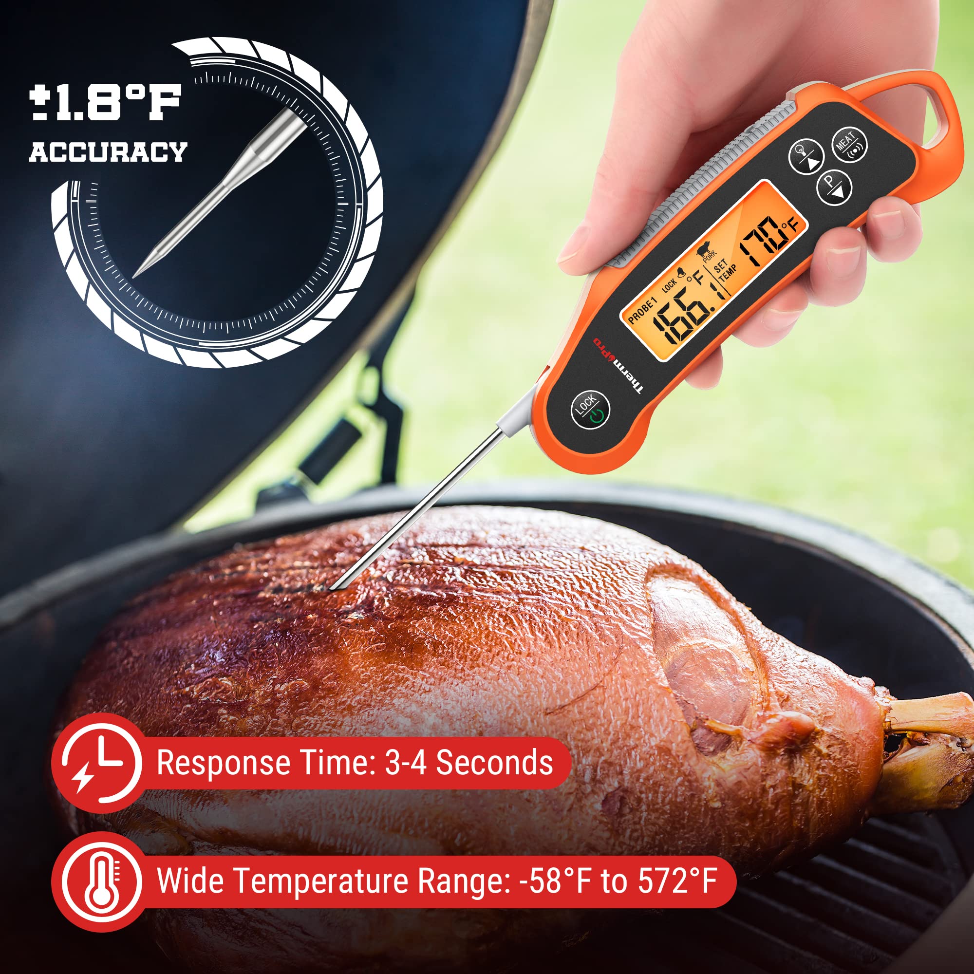 ThermoPro TP710 Digital Meat Thermometer - Instant Read, Waterproof, Dual Probe & Display for Cooking, Grilling, BBQ - Perfect for Kitchen, Oven, Smoker & Outdoor Cooking