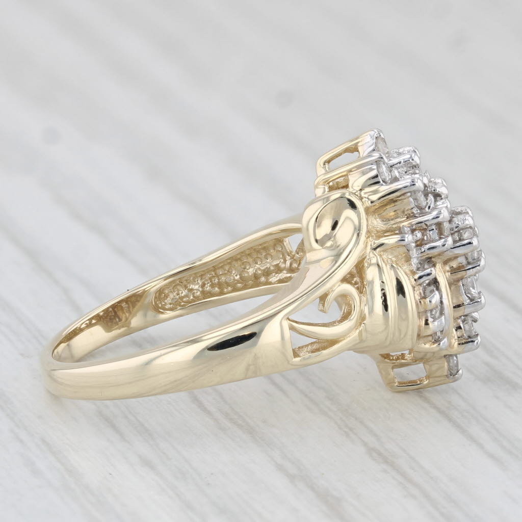 0.47ctw Diamond Cluster Ring in 10k Yellow Gold - Size 7 - Elegant Jewelry for Engagement, Anniversary & Special Occasions