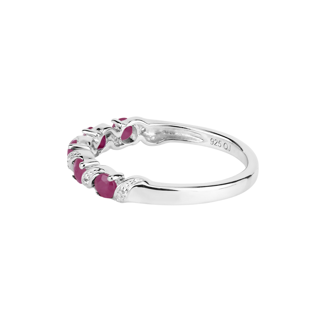 Authentic Sterling Silver Pink Ruby 5 Stone Ring for Women | Elegant Jewelry Gift for Anniversary, Birthday & Special Occasions