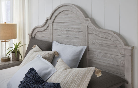 Belhaven Arched Panel Bed with Storage Footboard - Pearl Silver Finish | Queen/King Size Bed Frame with Underbed Storage | Perfect for Modern Bedrooms & Guest Rooms
