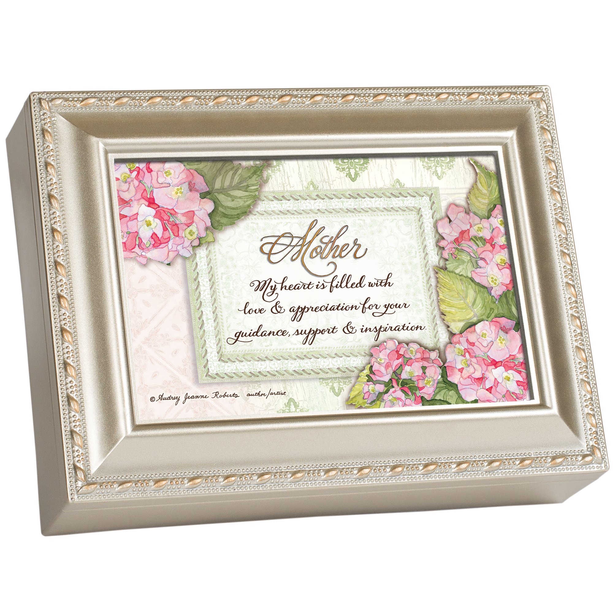 Elegant Mother Champagne Silver Music Jewelry Box - Plays 'You Light Up My Life' Song - Perfect for Gift Giving, Wedding Favors & Keepsake Storage