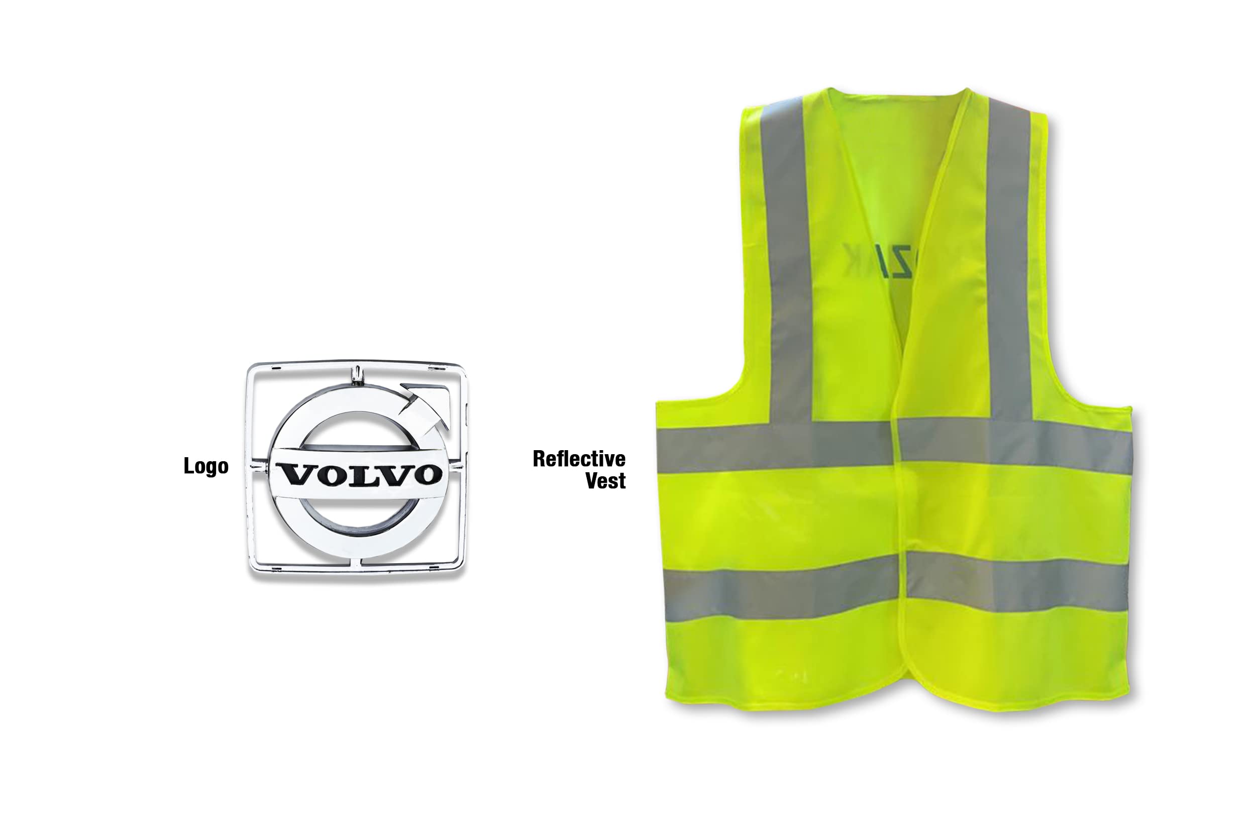 KOZAK Convex Mirror Right Passenger Side Compatible with Volvo VNL Trucks 2005 & Newer - Heavy Duty Truck Accessories with PLUS Logo Emblem & Safety Vest - Perfect for Improved Visibility & Blind Spot Safety While Driving