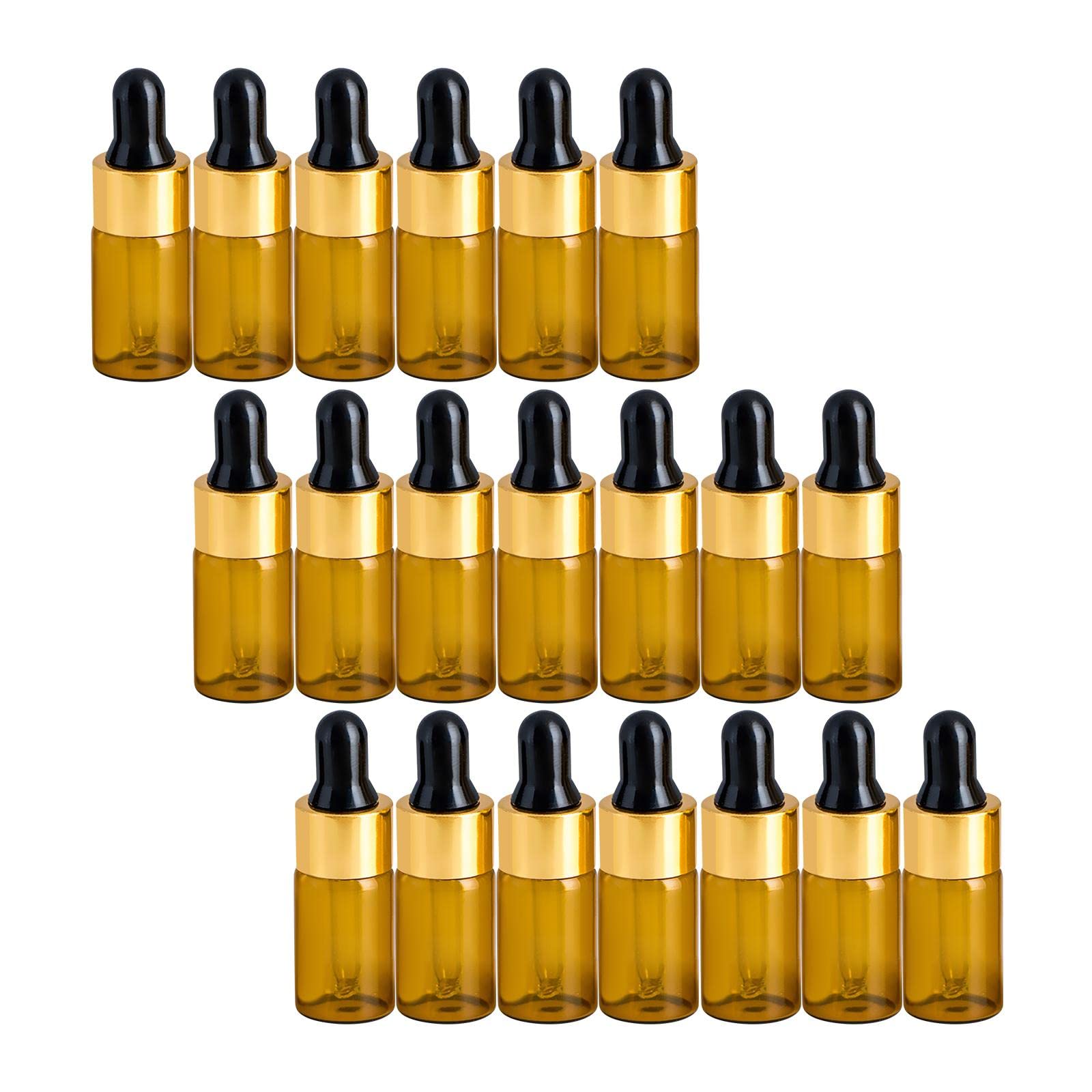 Harilla 3ml Empty Glass Eye Dropper Bottles - Portable Travel Bottles for Essential Oils, Body Oils & DIY Skincare - Perfect for Aromatherapy, Travel & Home Use