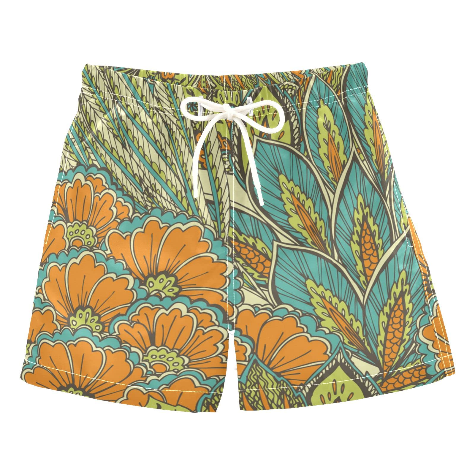 AMICHIC Boys' Quick-Dry Swim Trunks with Eastern Pattern - Toddler Swimwear for Kids 2-8 Years | Beach, Pool & Summer Water Activities