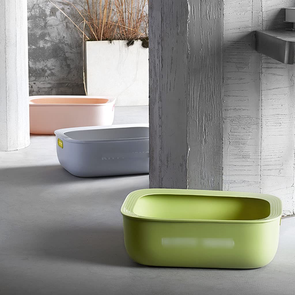 Open & Semi-Closed Cat Litter Box - Splash-Proof Large Cat Toilet with Removable Design & Extra Space - Easy to Clean Cat Bedpan (Color A) - Perfect for Multi-Cat Homes & Small Apartments