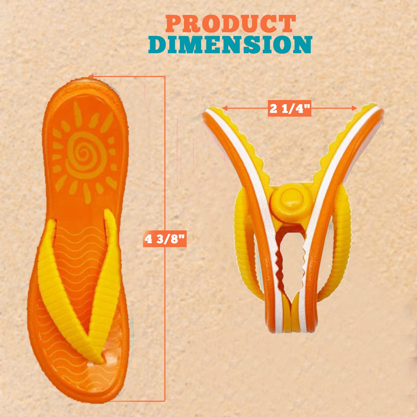 PERFORMORE 2-Pack Beach Towel Clips - Secure & Portable Towel Holder for Beach Chairs, Deck, Patio, Pool, Boat & Cruise - Lounge Chair Accessories (Orange) - Perfect for Travel, Vacation & Outdoor Relaxation
