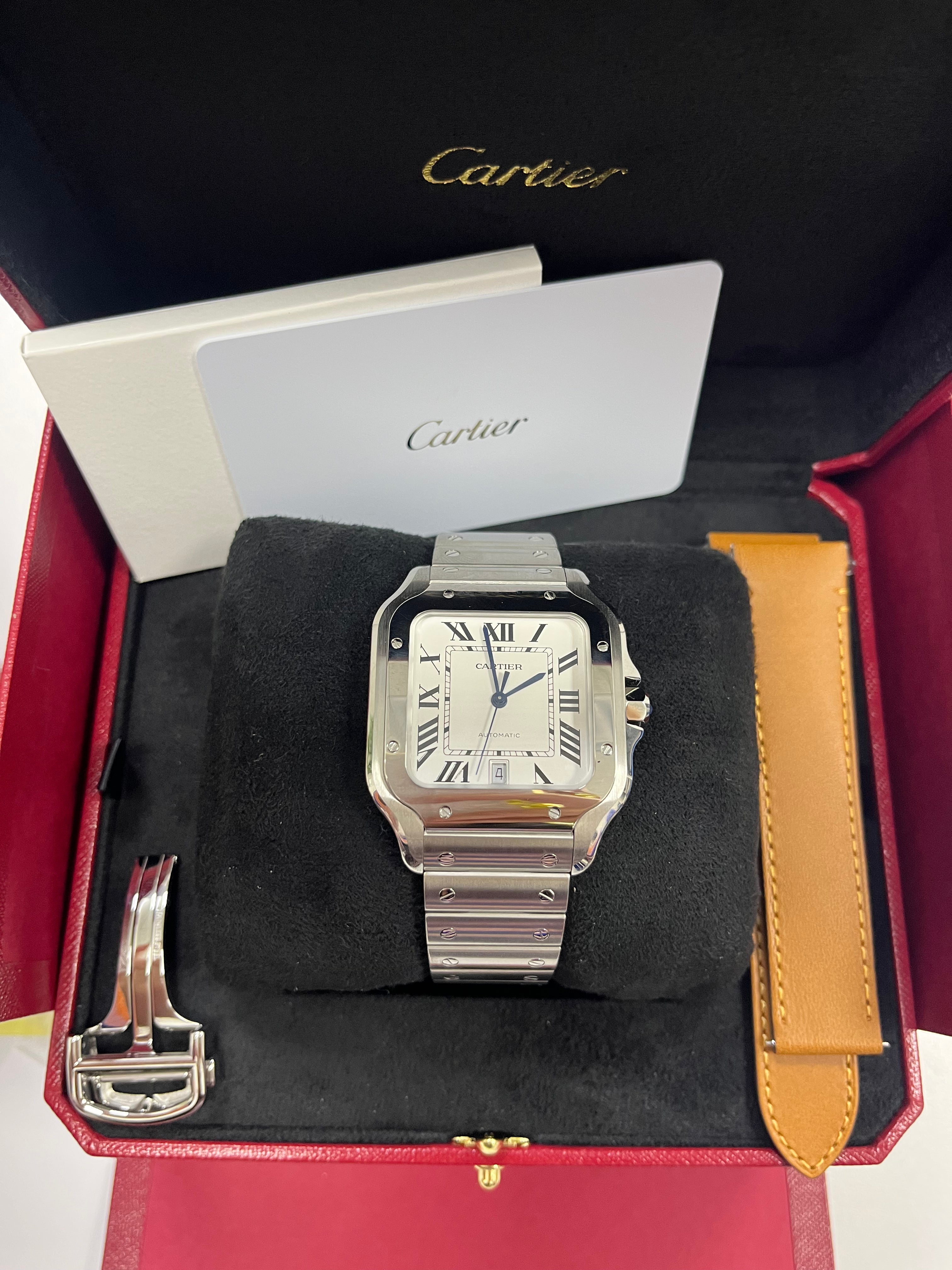 Cartier Santos 2023 WSSA0018 Men's Watch - Large White Dial, Stainless Steel, Swiss Luxury Timepiece for Business, Gifting & Special Occasions