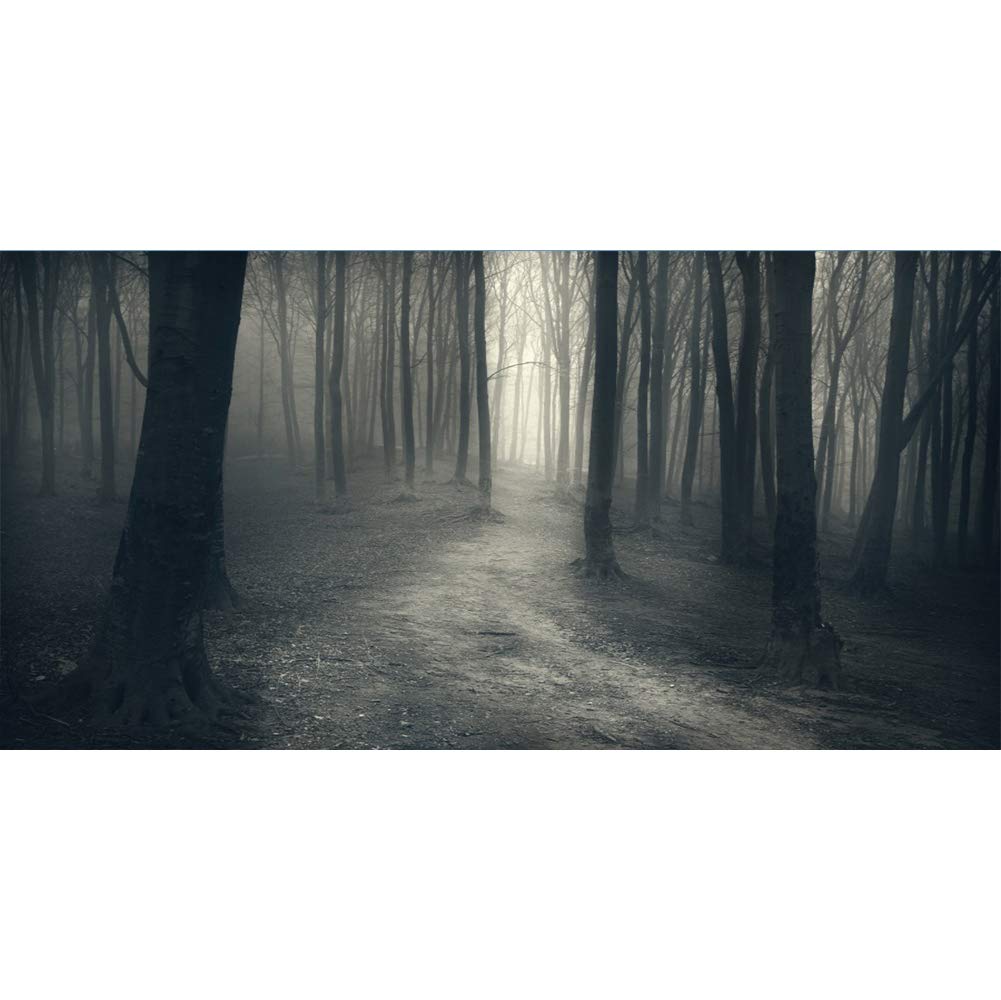 Laeacco 20x10ft Misty Dark Forest Halloween Photography Backdrop - Gothic Woods Scene for Vampire, Witch & Wizard Portraits - Perfect for Spooky Party Decor, Magic Themed Events & Ghost Photo Props