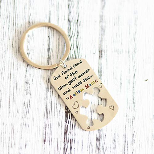 Autism Awareness Keychain for Mom - Puzzle Piece Charm Jewelry Gift for Mothers, Birthday, Christmas | Special Needs Support & Daily Encouragement