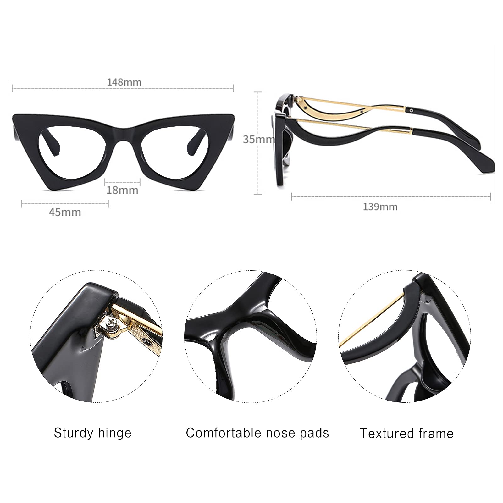 Bifocal Cat Eye Reading Glasses for Women & Men - Photochromic Vintage for Home & Office