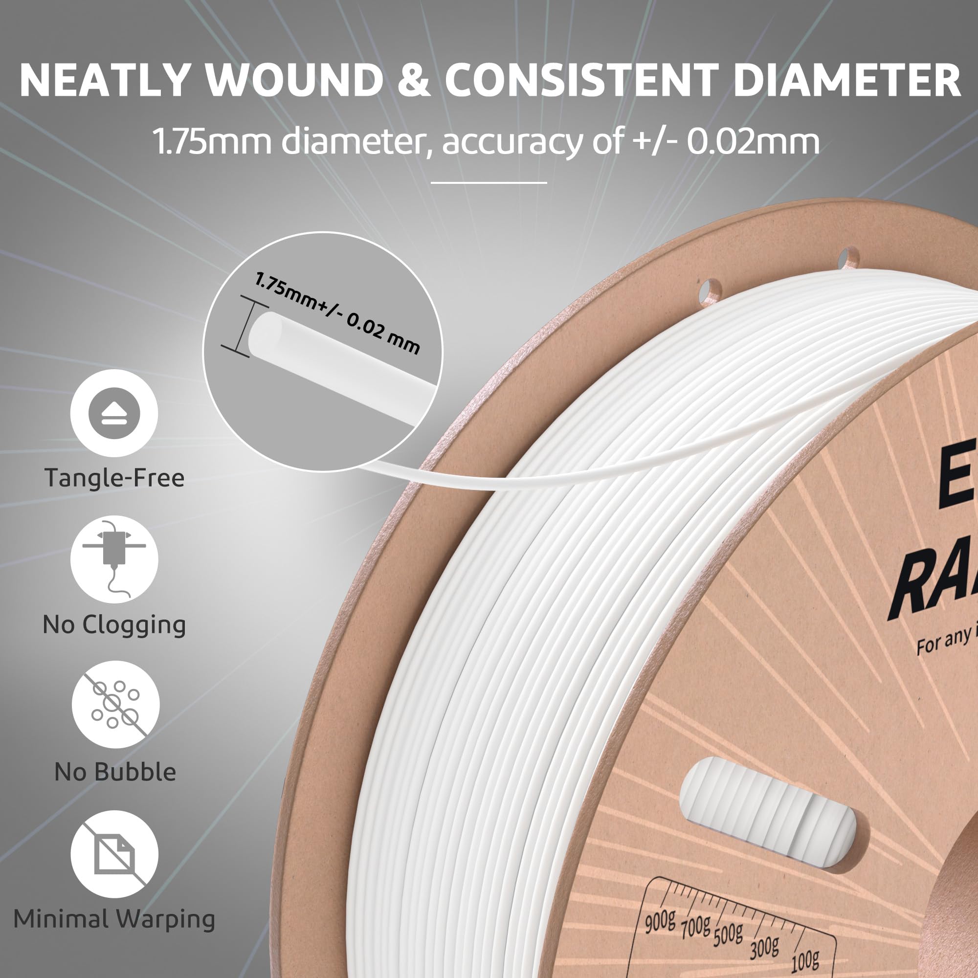 ELEGOO Rapid PLA Plus 3D Printer Filament 1.75mm Black 4KG (4 x 1kg Spools) - High Speed Printing 30-600mm/s, Superior Toughness & Dimensional Accuracy (±0.02mm) - Perfect for Fast Prototyping, Cosplay Props & Functional Parts