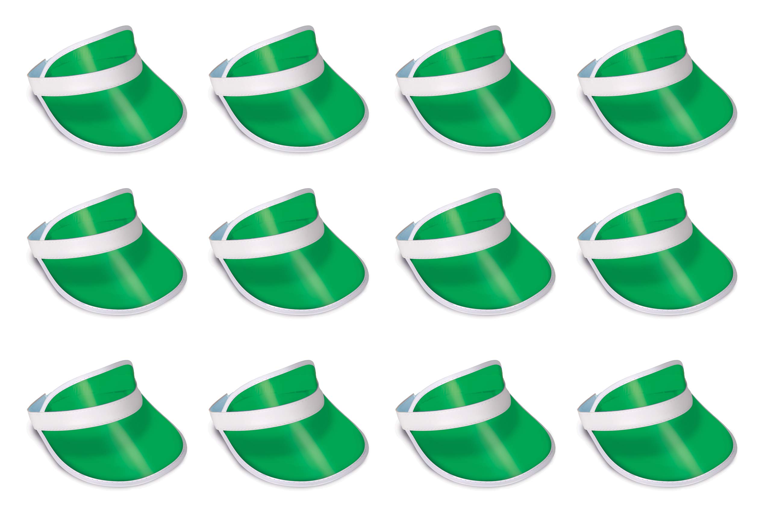 Beistle 12-Piece Clear Plastic Dealer's Visor in Green/White - Casino Party Supplies, Vegas Themed Costume Accessories for Halloween, Bachelorette & Game Nights - Perfect for Casino Nights, Halloween Costumes, Themed Parties and Role Playing Games