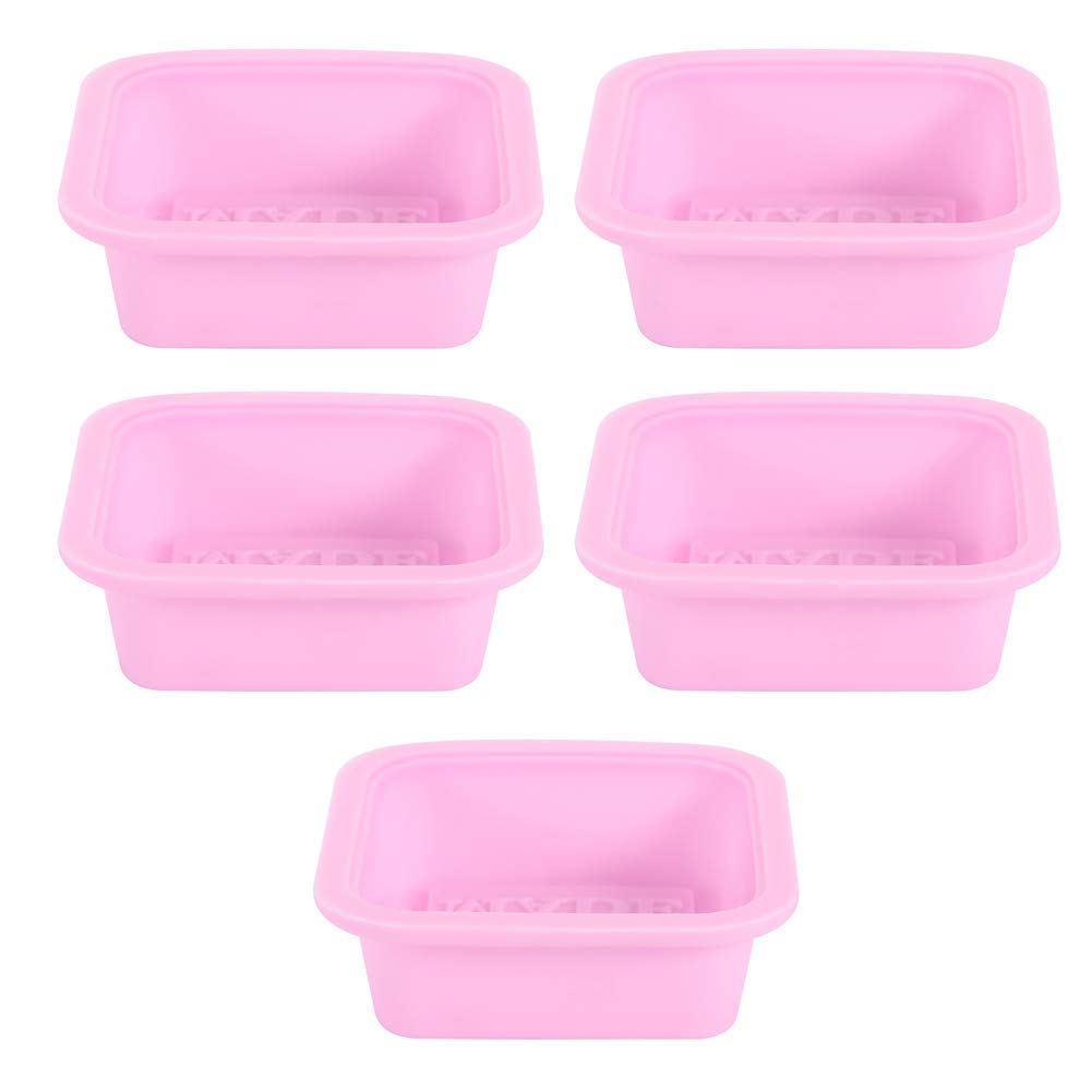 5PCS Silicone Soap Molds - Square DIY Handmade Soap Bar Molds for Baby Soap, Resin Art, Bath Bombs (2.7x2.7x0.8in, Pink) - Perfect for Home Crafting, Gift Making & Spa Day Creations