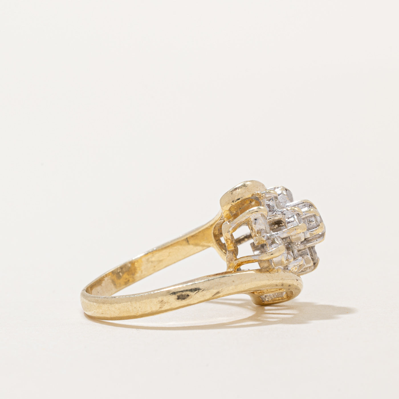0.70ctw Diamond Cluster Bypass Ring - Size 5.25 | Elegant Wedding Band, Anniversary Gift for Her | Perfect for Engagement, Proposal & Special Occasions