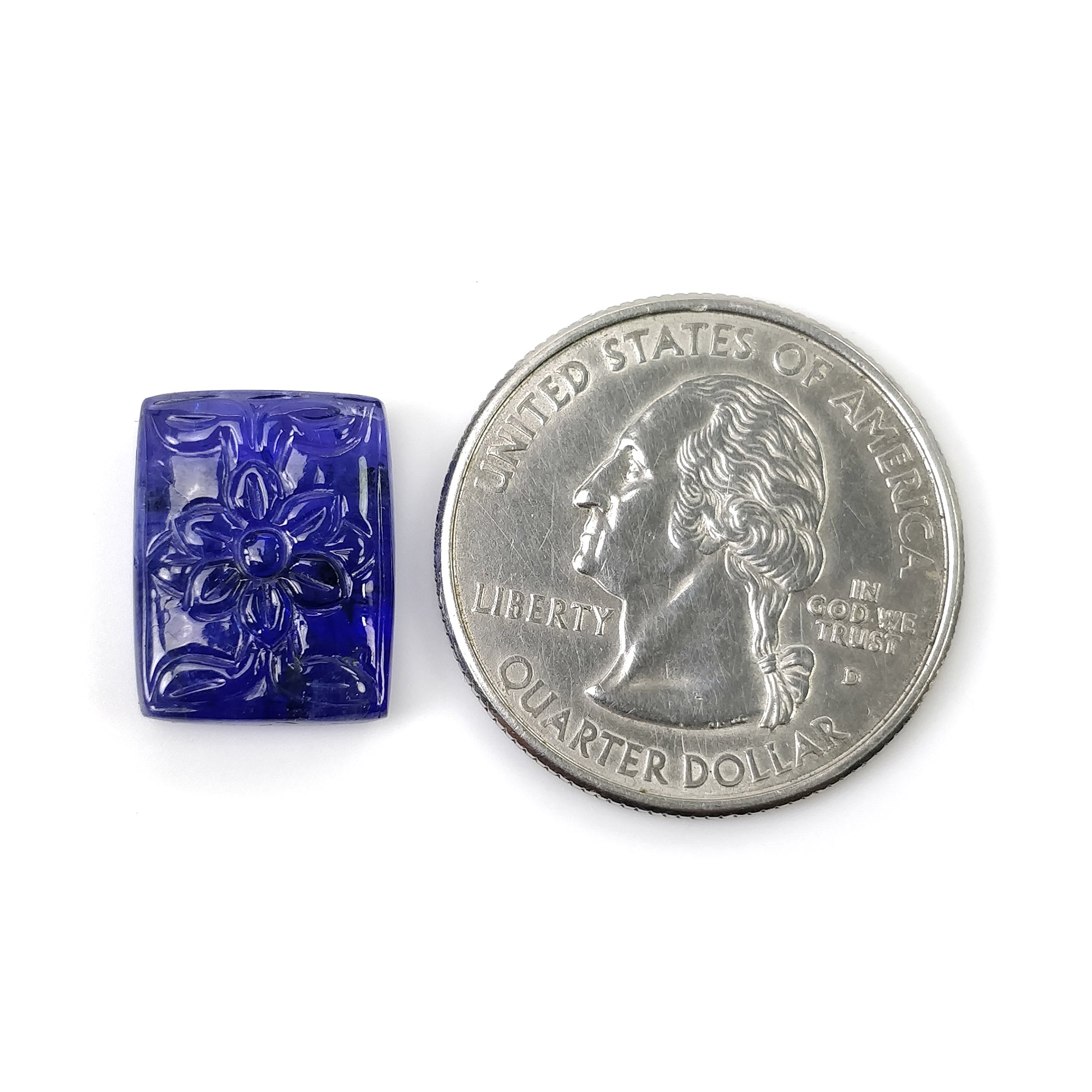 Natural Blue Tanzanite Cushion Carved Gemstone - 9.65cts Handcrafted Cushion Cut 15x12mm for Jewelry Making & Luxury Gifts