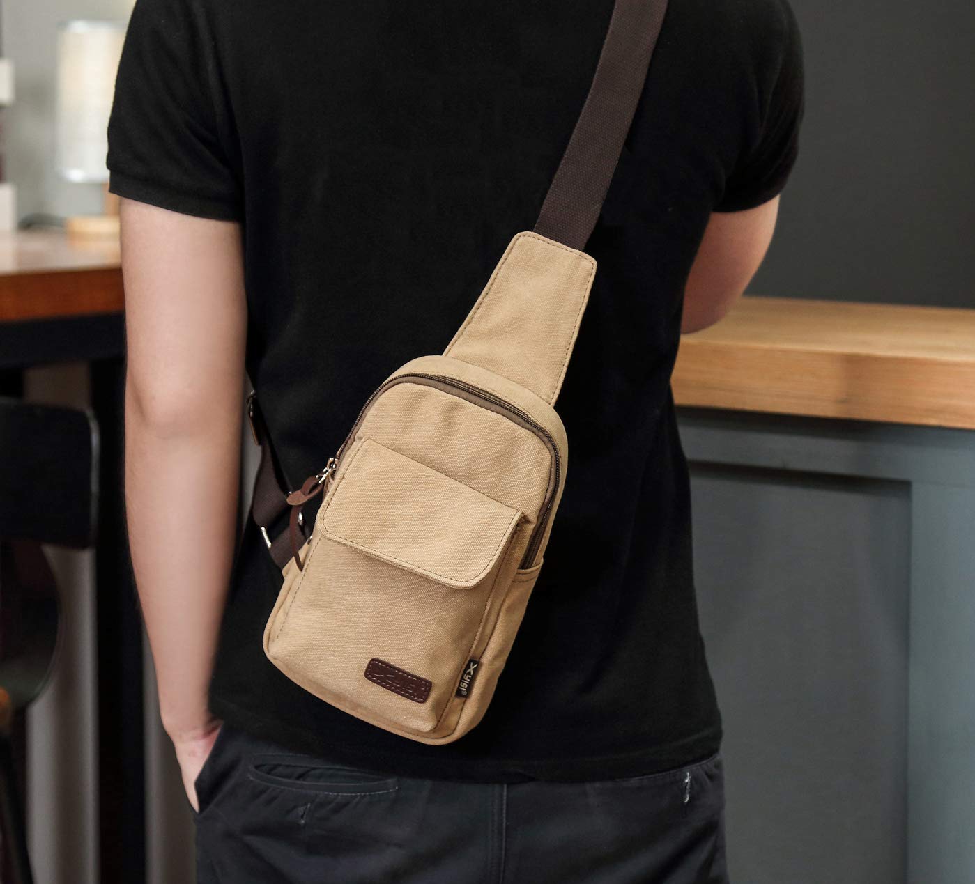 Wxnow Canvas Sling Bag Crossbody Backpack for Women & Men - Lightweight Chest Shoulder Bag for Travel, Hiking & Daily Use