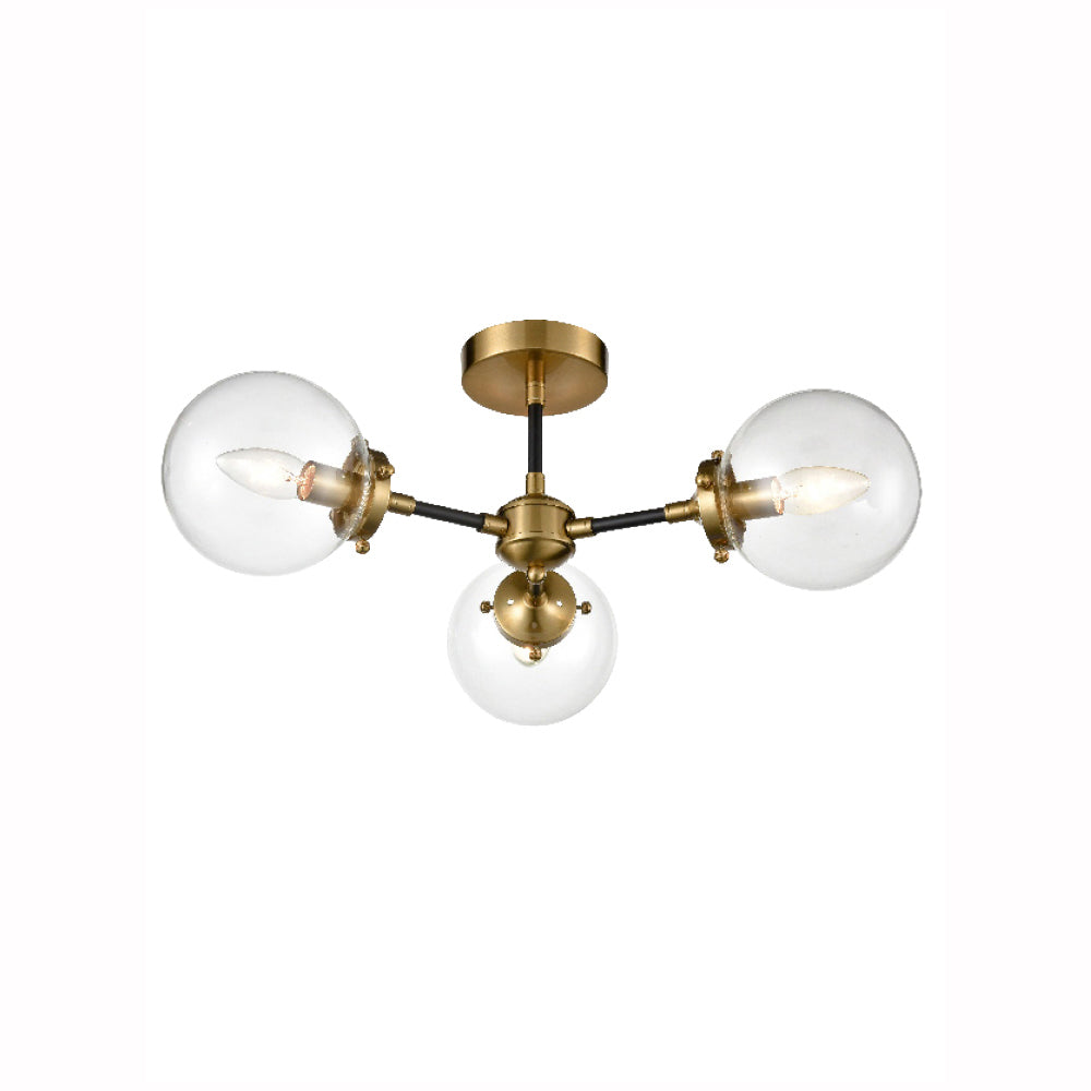3/5Lt Ceiling Flush Light Fixture - Black & Gold Finish for Modern Living Room, Bedroom, or Dining Room Lighting