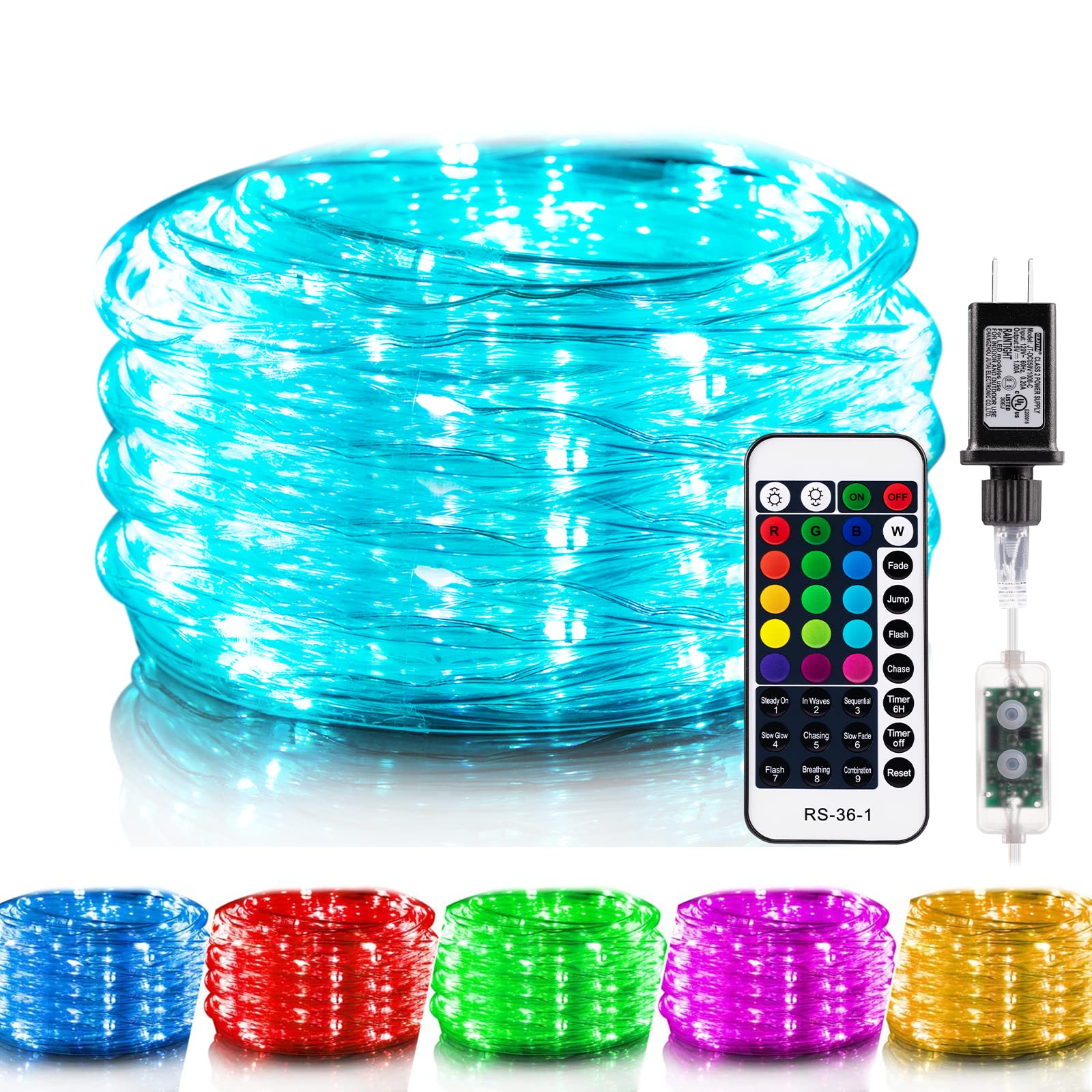 Minetom 16-Color LED Rope Lights with Remote - Waterproof Outdoor String Lights & Indoor Bedroom Decor - Perfect for Patio, Garden, Wedding & Party Lighting
