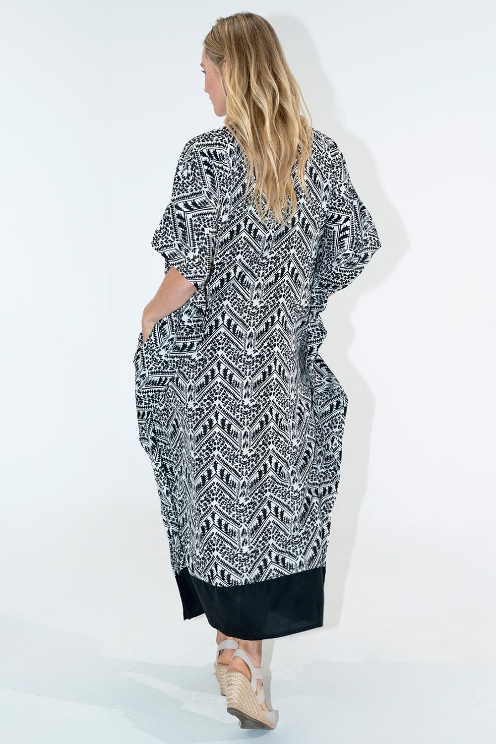 Miss Lavish London Women's Kaftan Tunic Kimono Maxi Dress - Flowy Summer Beach Cover Up Dress for Women Plus Size 1X-5X | Perfect for Vacations, Pool Parties & Boho Outfits