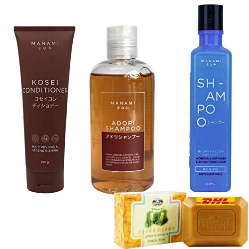 Manami Kosei 3-Piece Hair Conditioner Set (220g Each) - Moisturizing & Strengthening Treatment for Smooth, Revitalized Hair | Free Tomato Facial Mask Included | Perfect for Damaged Hair Care & Daily Hydration