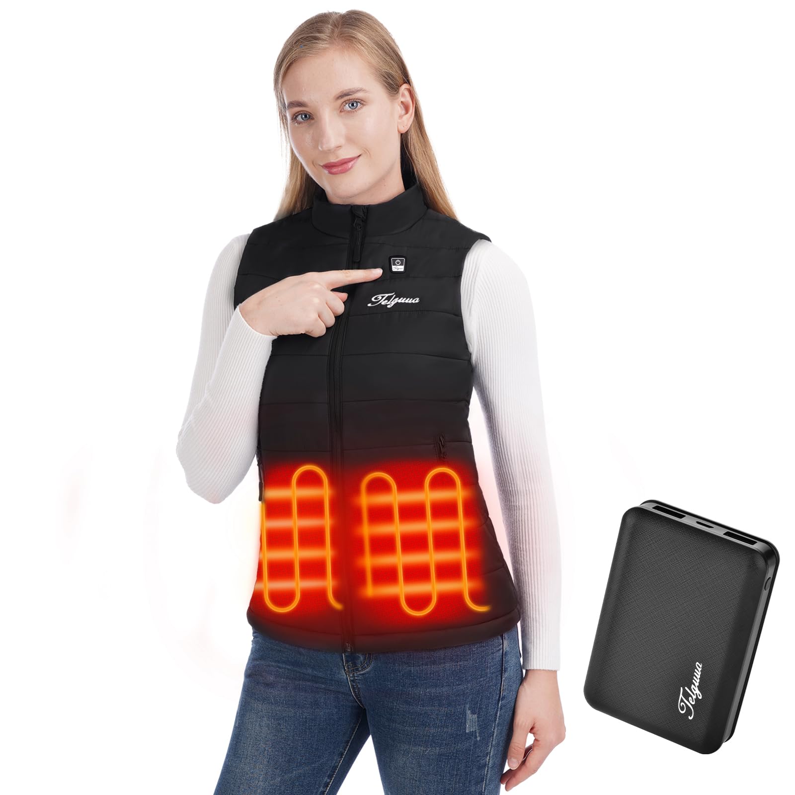 Telguua Heated Vest for Women - USB Rechargeable Battery Heated Jacket with 3 Temperature Settings | Winter Warmth for Outdoor Activities, Hiking & Camping