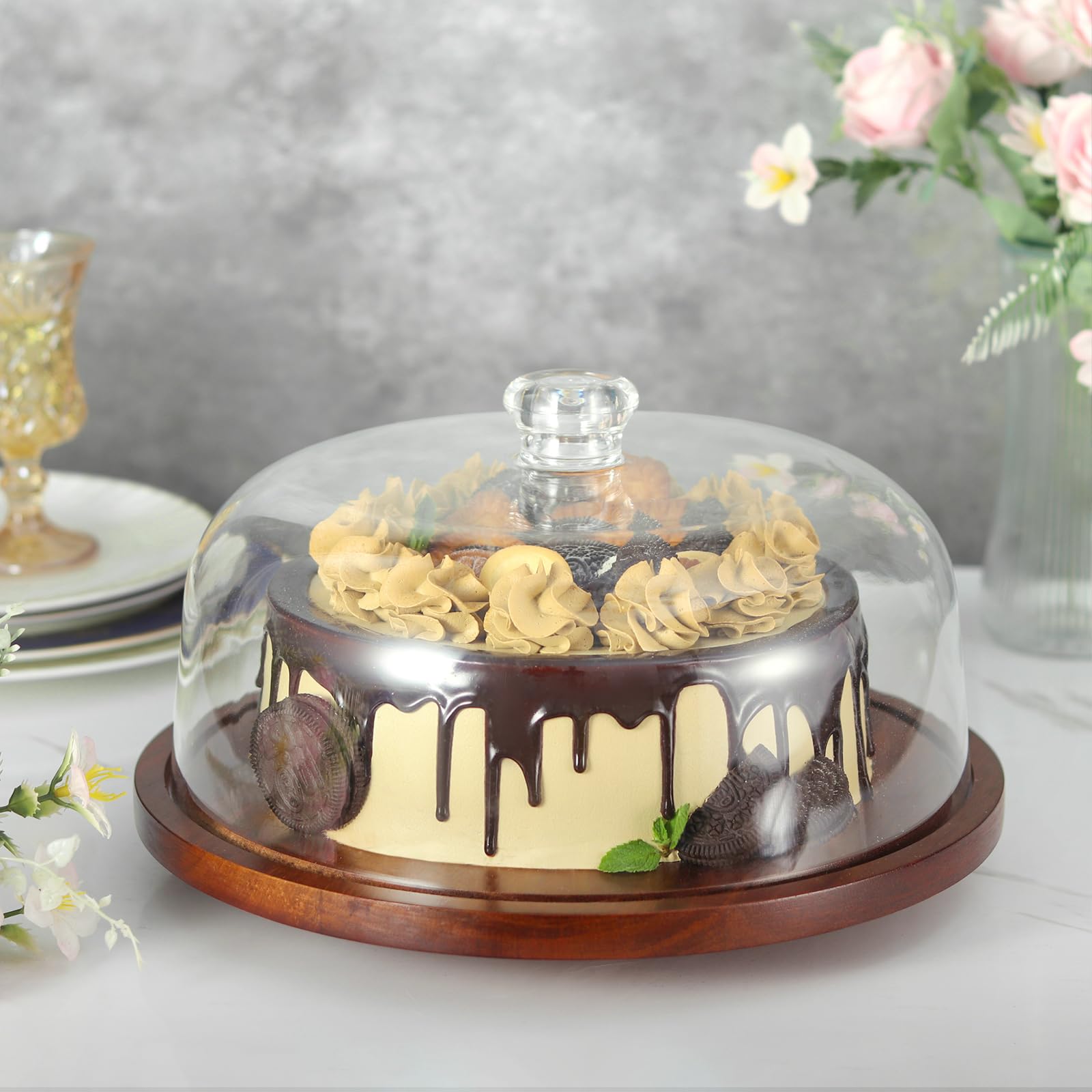 Rotating Cake Stand with Lid - 11.8