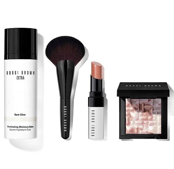 Bobbi Brown Instant Glow Face & Lip Set - 4 Piece Makeup Kit for Radiant Skin & Luscious Lips | Perfect for Daily Wear, Special Occasions & On-The-Go Touch Ups
