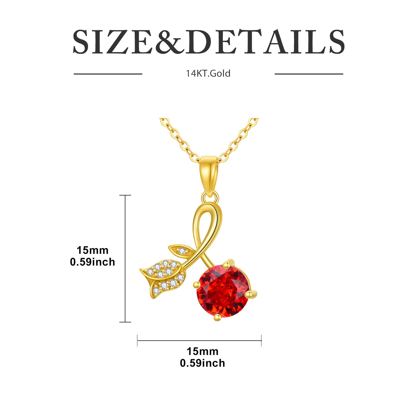 14K Solid Yellow Gold Rose Infinity Pendant Necklace for Women - 16+2 Inch Adjustable Chain, Elegant Jewelry Gift for Birthday, Christmas, Mother's Day - Perfect for Weddings, Anniversaries & Romantic Occasions