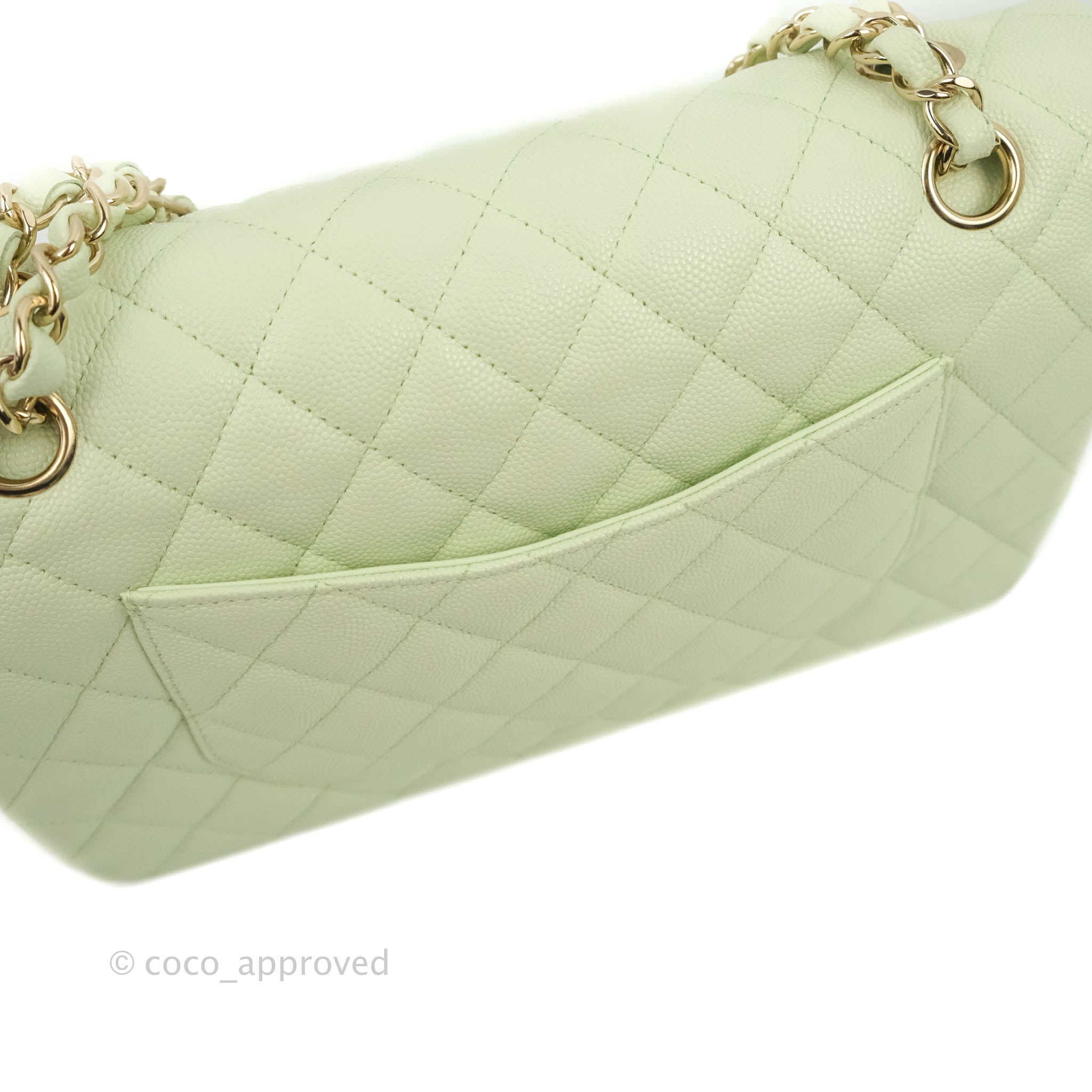 Chanel Classic M/L Medium Flap Bag in Quilted Avocado Green Caviar Leather with Gold Hardware - Luxury Handbag for Women, Perfect for Parties, Work & Everyday Use