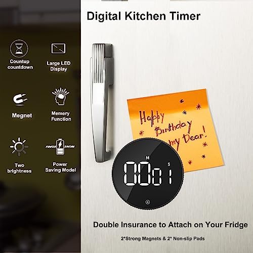 Digital Kitchen Timer with Magnetic Back - Easy-to-Use Countdown Timer for Cooking, Classrooms, Workouts & Study | Visual Timer for Kids, Elderly & Time Management | Perfect for Baking, Meetings & Homework Sessions