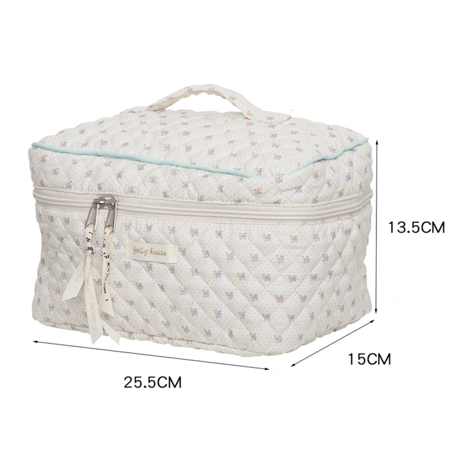 Large Cotton Makeup Bag for Women - Waterproof Cosmetic Travel Organizer with High Capacity, Portable Washable Storage Pouch (White) - Perfect for Travel, Gym, Daily Cosmetics Organization & Gift Giving