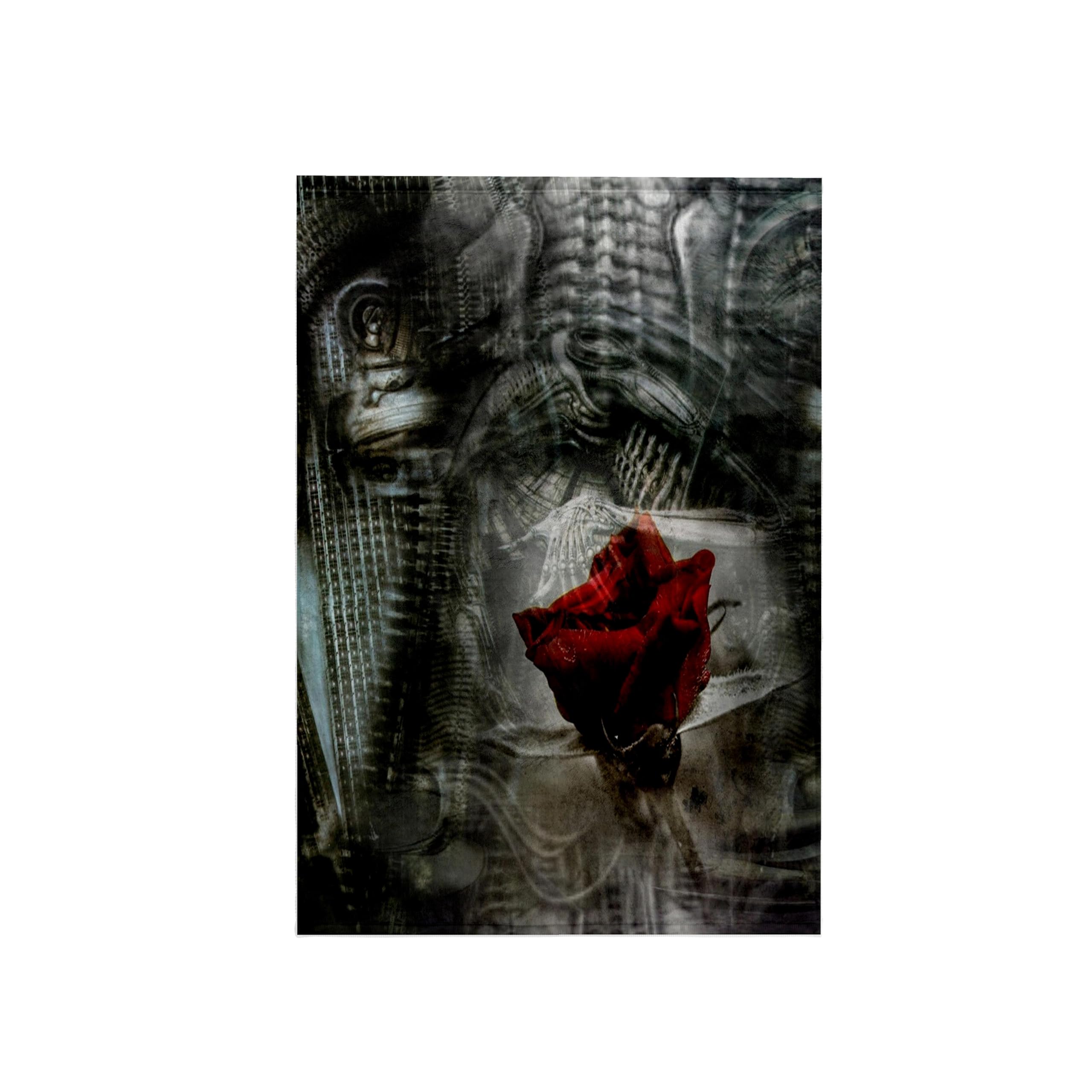 Steampunk Metal Red Rose Hand Towel 15x22 Inches - Vintage 3D Rose Image for Bathroom, Kitchen & Home Decor