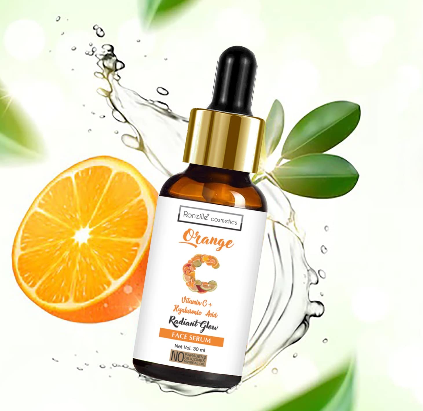 Ronzille Vitamin C + Hyaluronic Acid Face Serum for Brightening & Hydration - 30ml | Anti-Aging, Dark Spot Treatment & Glowing Skin Care | Day & Night Use for All Skin Types