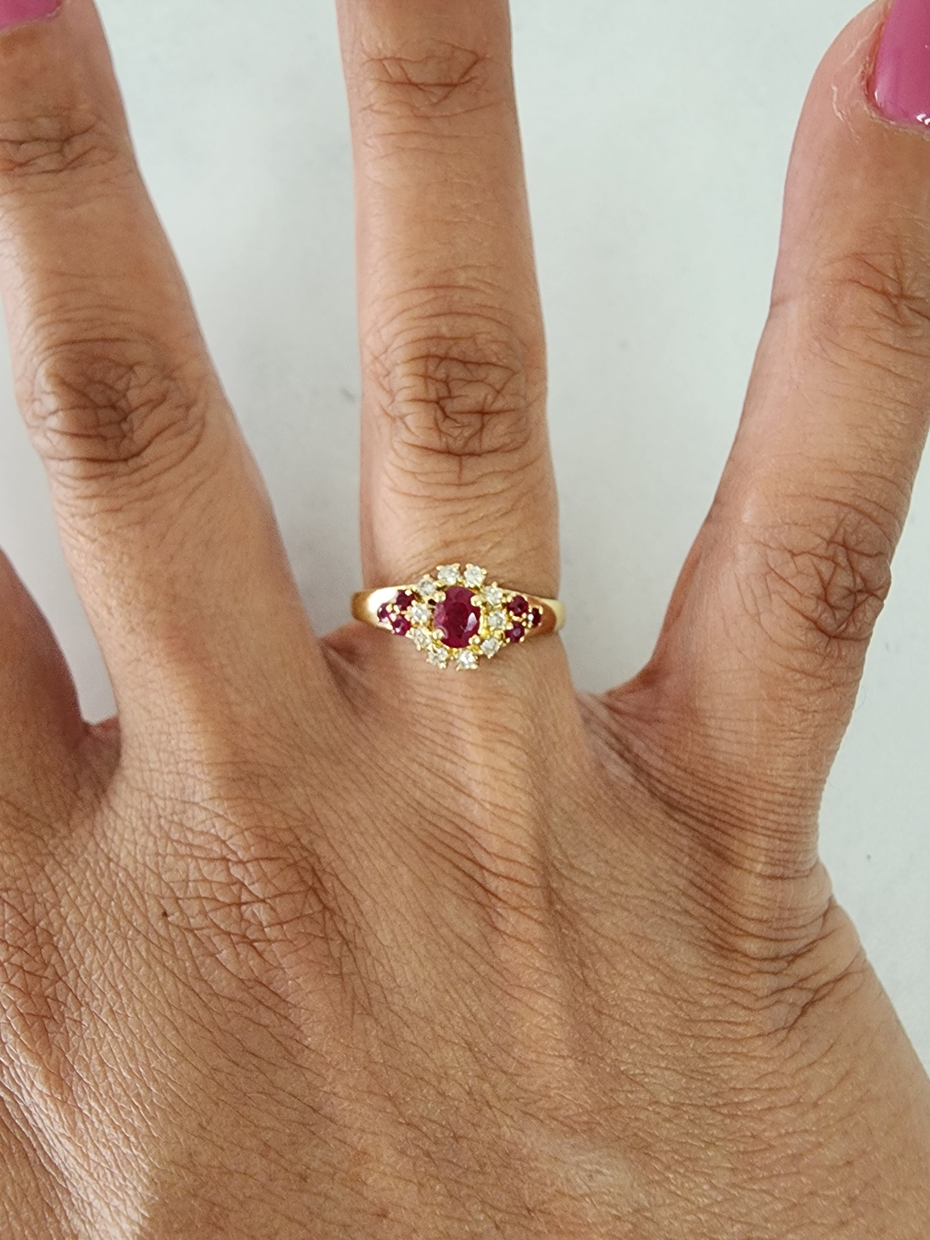 Vintage Ruby and Diamond Cluster Engagement Ring for Women - Elegant Wedding, Anniversary, or Promise Jewelry Gift
