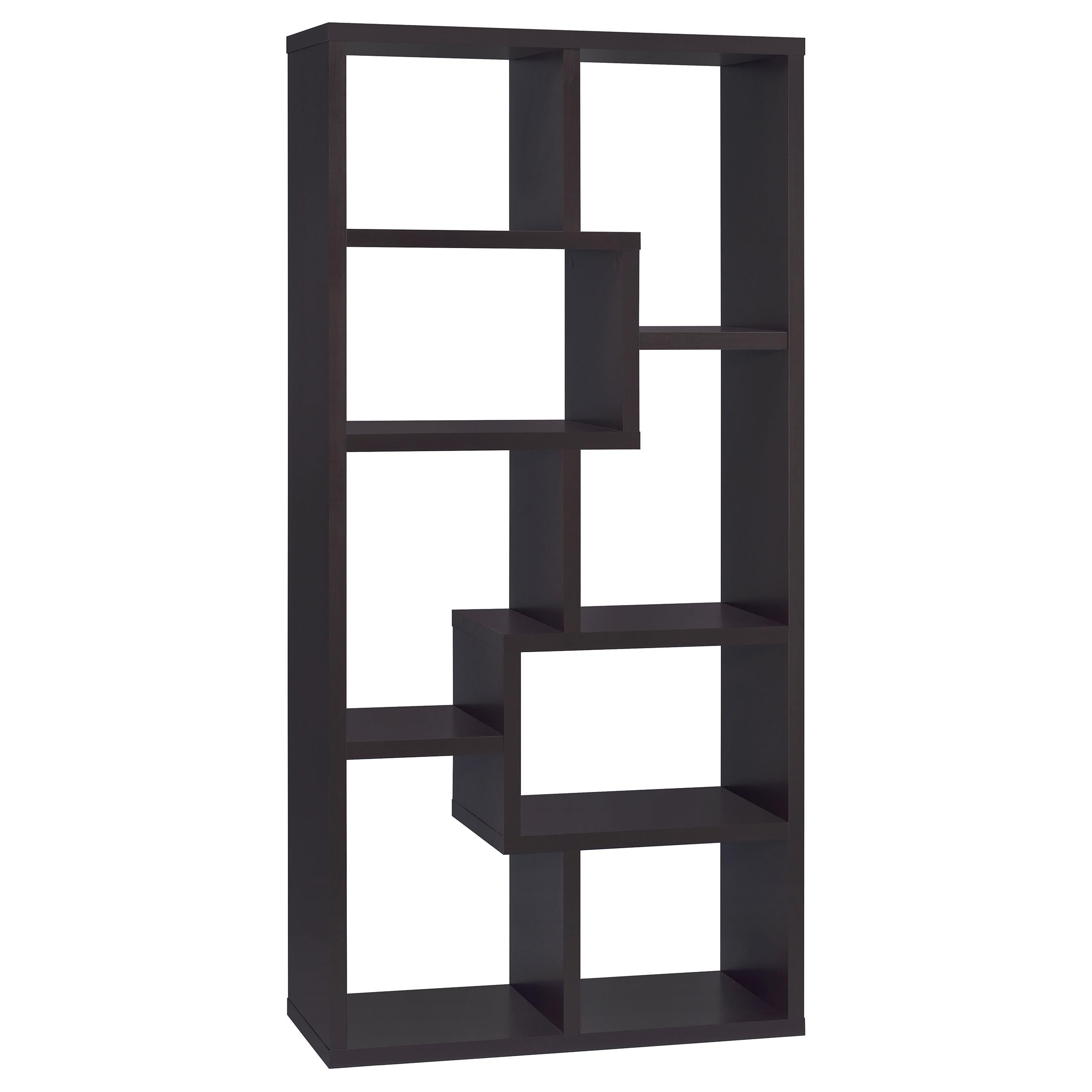 Theo Bookcase Shelf - Cappuccino Finish Wooden Book Storage for Living Room, Bedroom, Office - Stylish Home Decor & Organizer