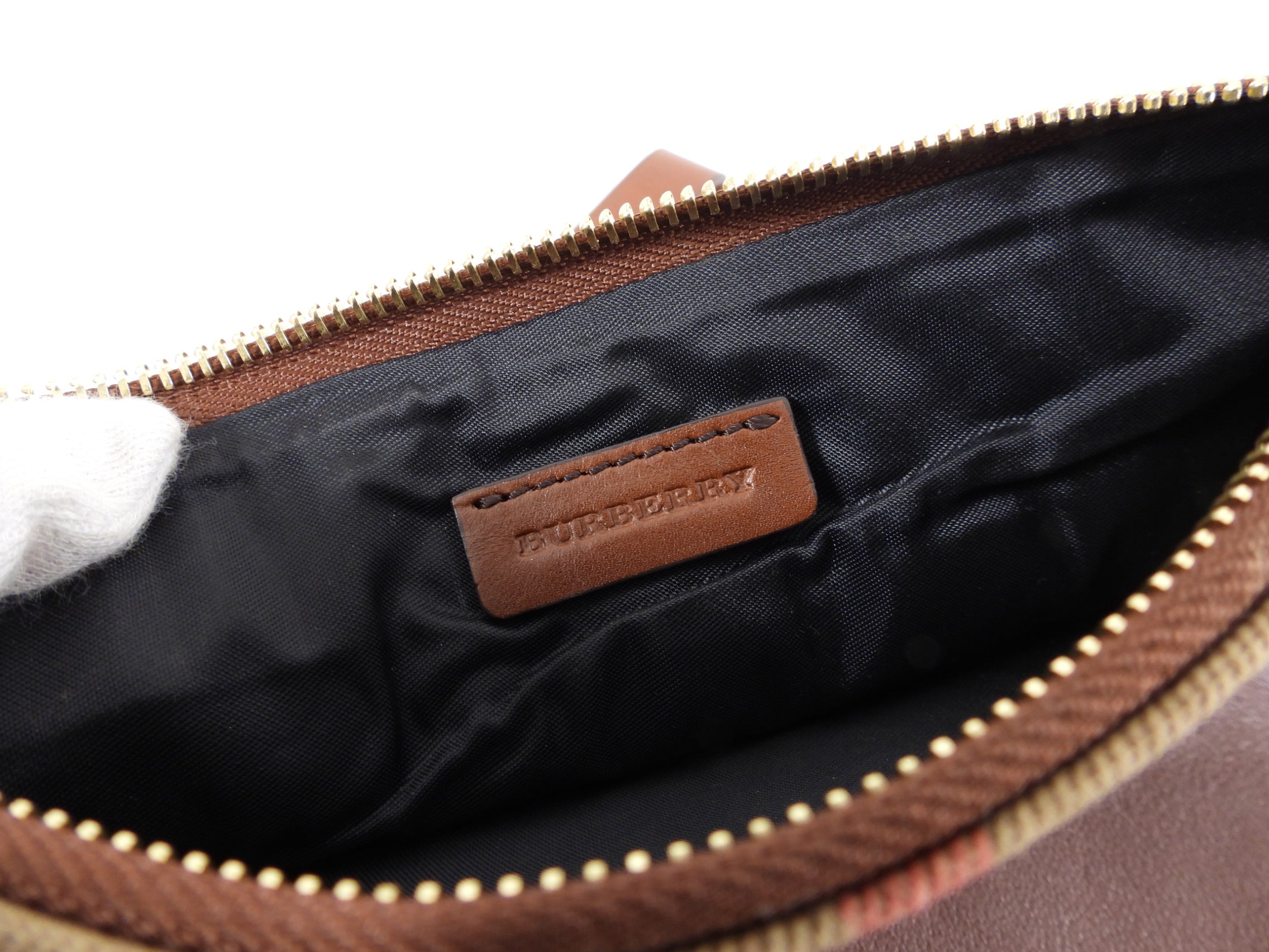 Burberry Brown Fold Over Check Wristlet Clutch Bag | Luxury Designer Crossbody Purse for Women | Perfect for Evening Parties, Date Nights & Special Occasions