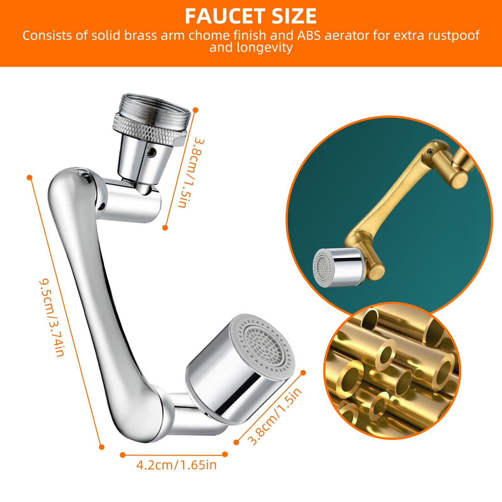 360° Swivel Faucet Extender with 2 Spray Modes - Universal Kitchen & Bathroom Sink Adapter, Splash-Free Water Filter Extension for Easy Dish Washing and Hand Cleaning