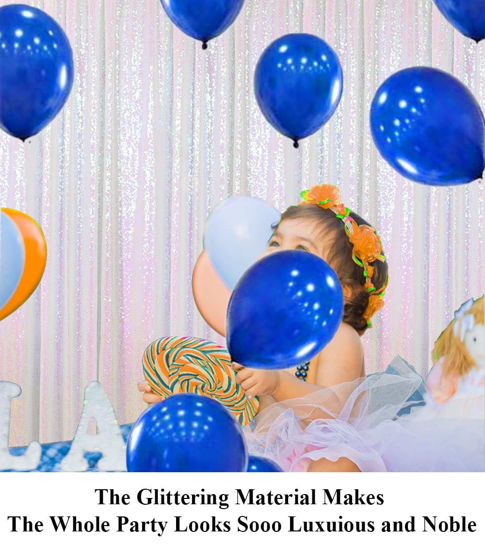 4ftx7ft Sequin Photo Backdrop - Glitter Photography Fabric for Wedding, Party & Events | Blackout Curtain for Indoor & Outdoor Use (Iridescent White)