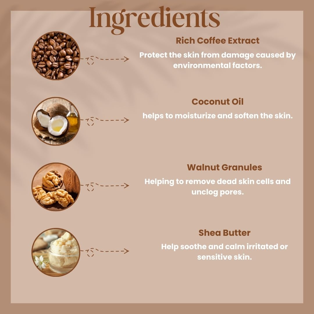 VeloxVeda Coffee Face Scrub for Women & Men - Natural Exfoliating Scrub with Coconut Oil & Shea Butter | Blackhead Remover & Skin Brightener | Organic, Paraben-Free, Cruelty-Free (100g) | Perfect for Morning Skincare Routine & Pre-Makeup Prep