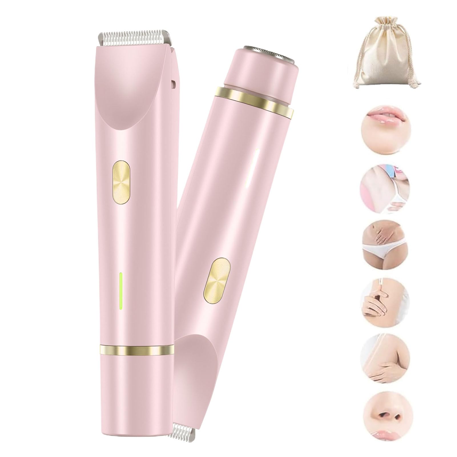 Pink Galaxy Electric Razor for Women - 2 in 1 Lady Shaver & Bikini Trimmer - Smooth Painless Hair Removal - Wet & Dry Use - Portable Travel Shaver (Pink) - Perfect for Home, Travel & Gym Bag Essentials