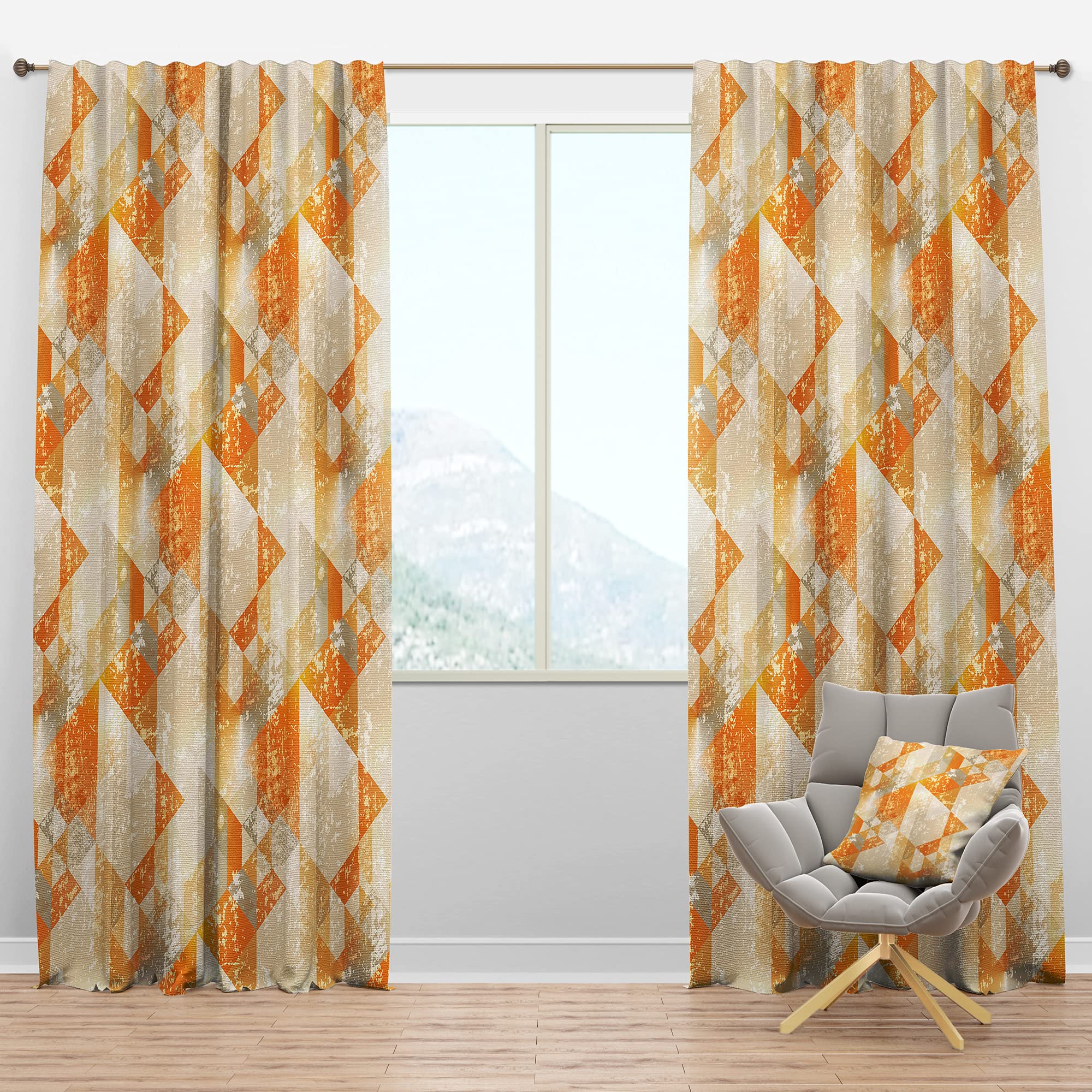 Gold Retro Style Blackout Curtains - Thermal Insulated Single Panel Window Drapes for Bedroom & Living Room (52x84 inches) - Perfect for Light Blocking, Privacy & Energy Efficiency