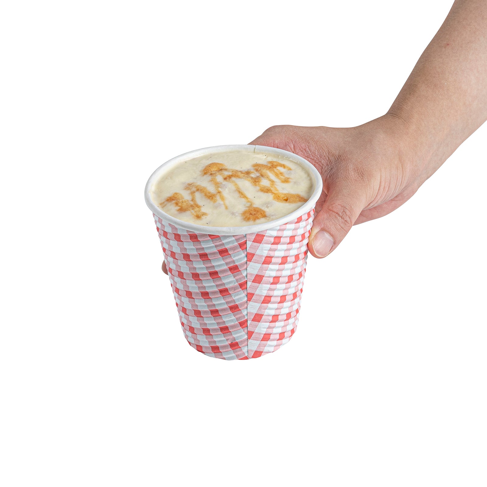 8 oz Disposable Paper Coffee Cups with Picnic Print - Spiral Wall Design - 3.5