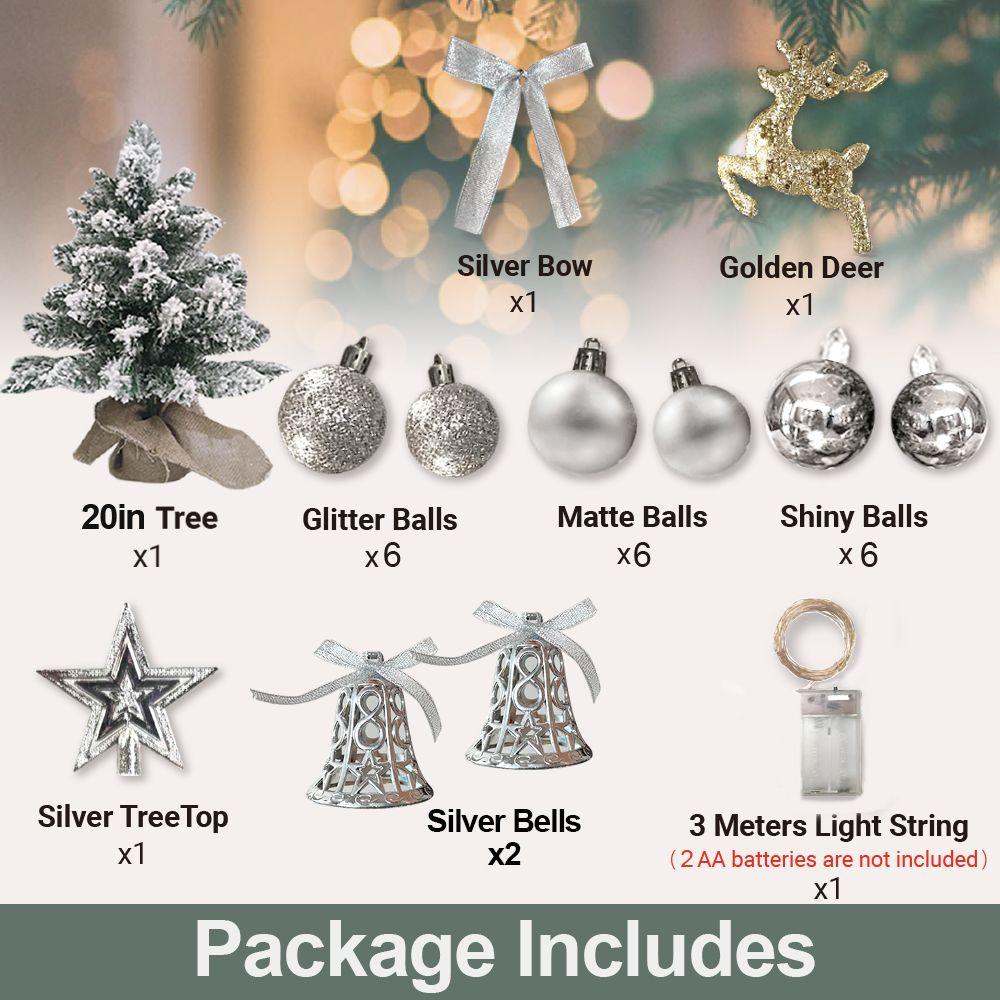 22in Flocked Snow Tabletop Christmas Tree with LED Lights - Mini Artificial Red Xmas Tree Decor for Home, Office, Party & Holiday Decoration | Perfect for Tabletops, Desks, Mantels & Holiday Displays