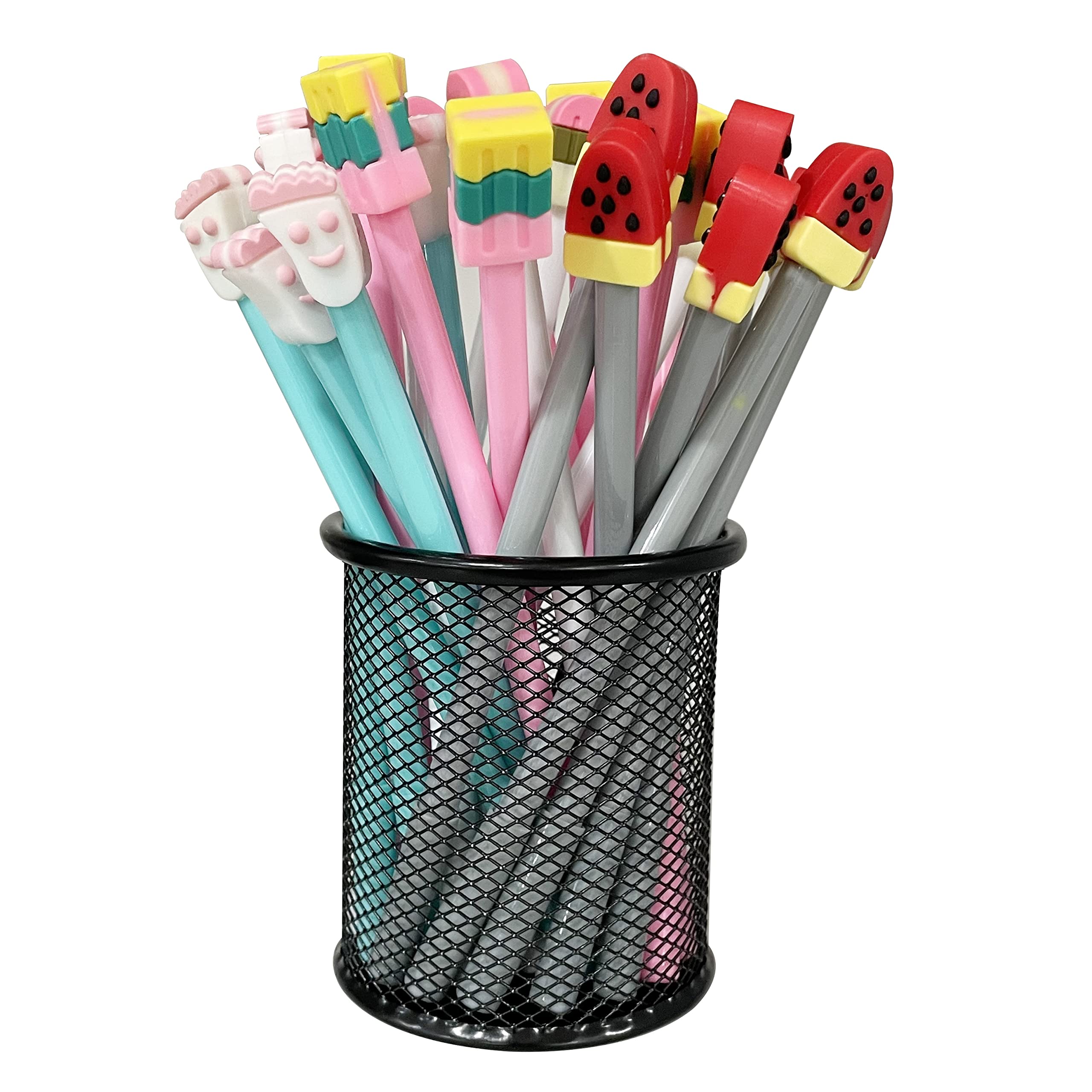 32-Piece Cute Cartoon Black Gel Ink Pens - 0.5mm Fine Tip Ice Cream Design Writing Pens for School, Office & Home - Assorted Styles Stationery Gift for Kids, Students (Perfect for Birthday Presents, Note Taking & Creative Journaling)