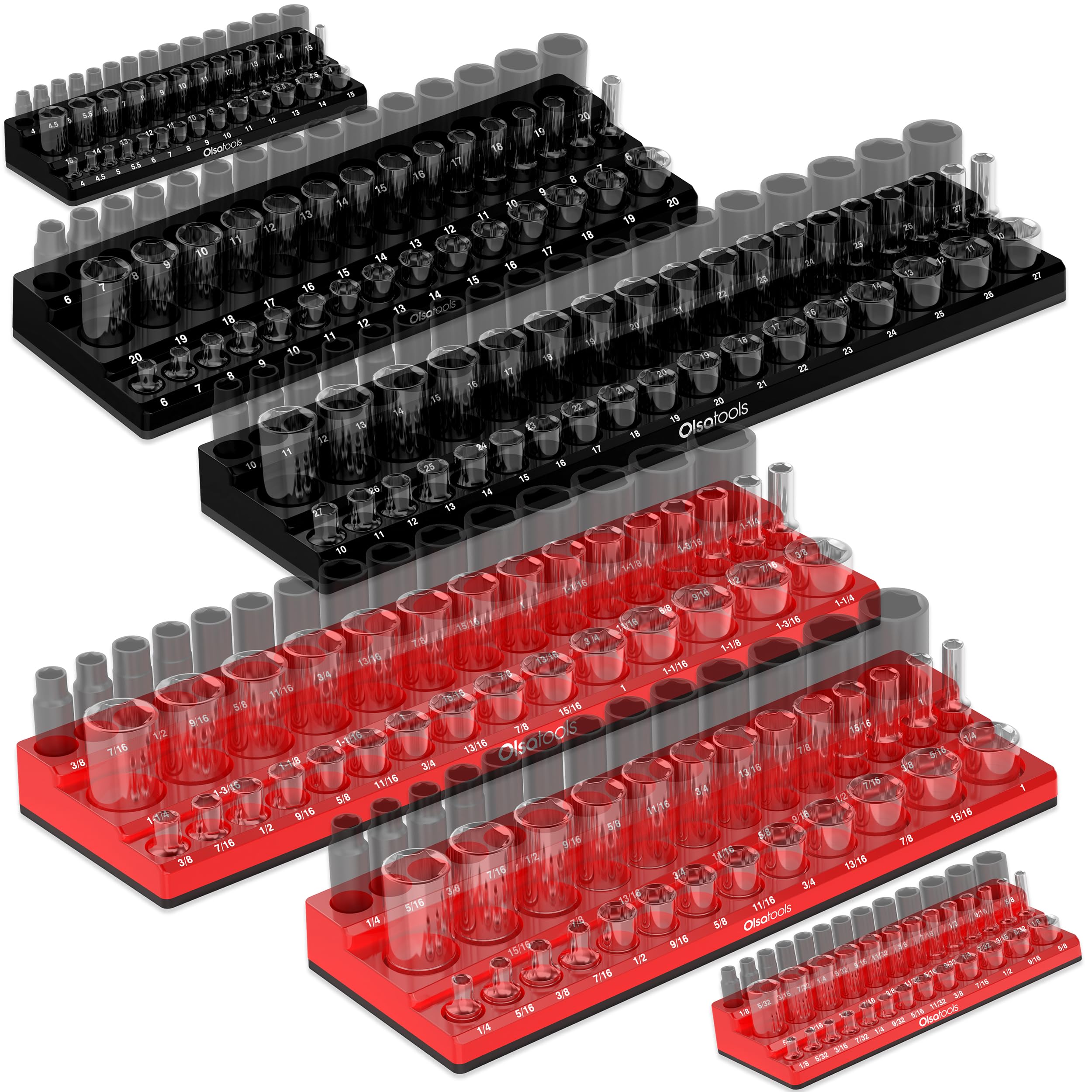 Olsa Tools Magnetic Socket Organizer Set - 6pc 1/2