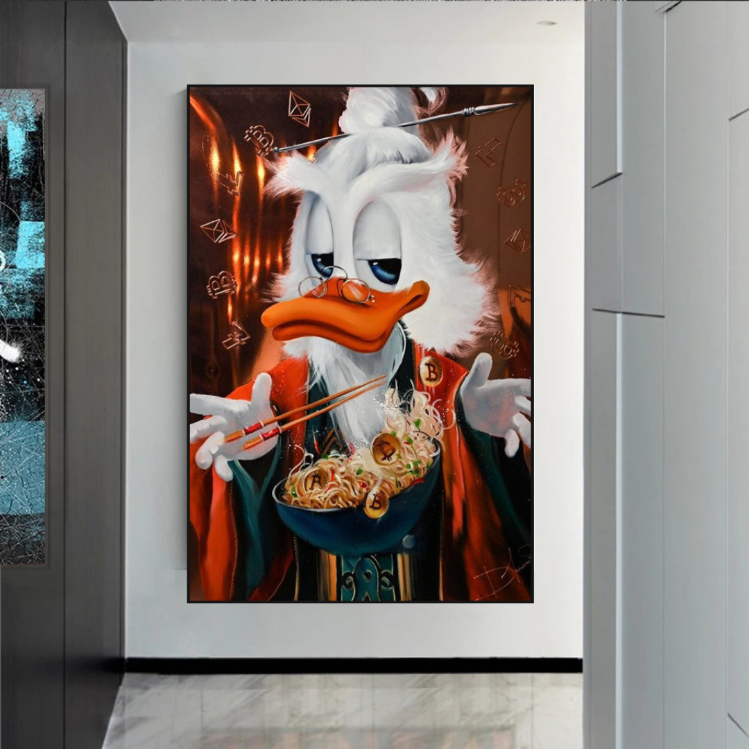 Scrooge McDuck Money Magician Millionaire Canvas Wall Art - Disney DuckTales Inspired Decor for Living Room, Office & Kids Bedroom
